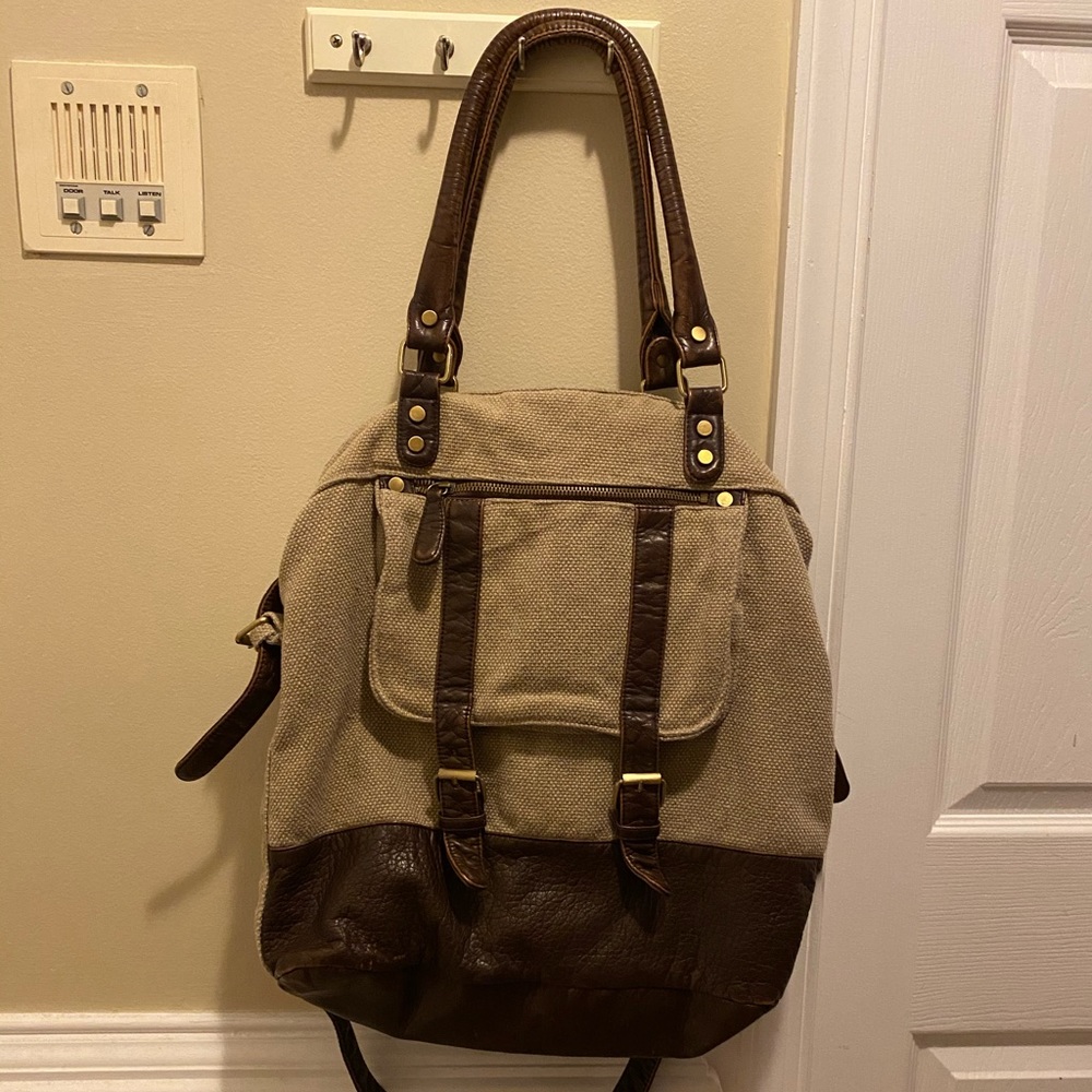 SOLD- Large Brown Slouch Messenger Tote / Laptop Bag